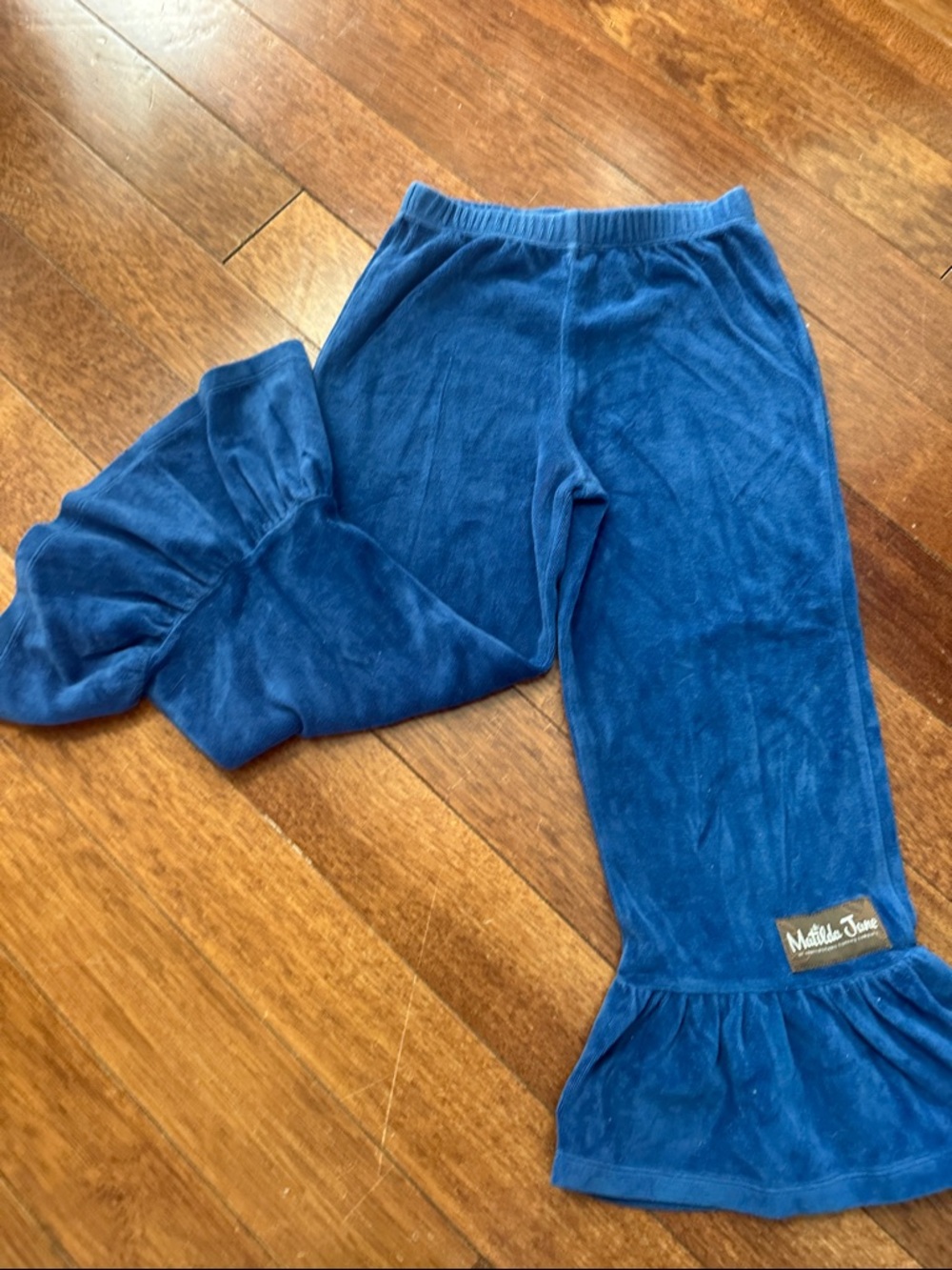 Matilda Jane  Blue Velvet Ruffle pant